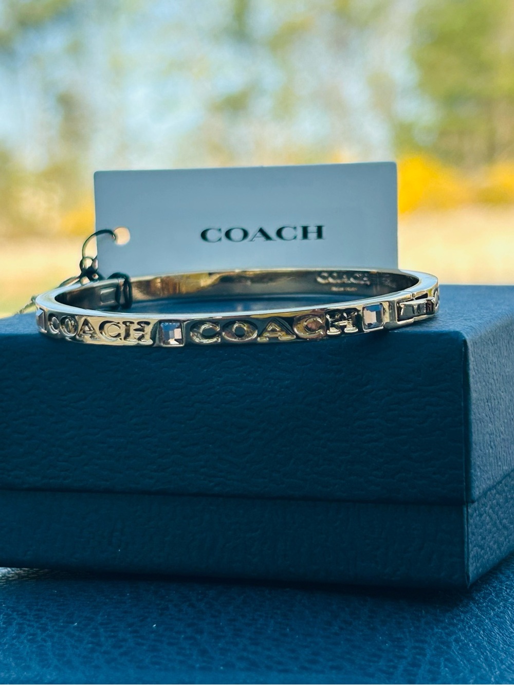 Genuine Coach Gold-Tone Logo Bangle Bracelet - Picture 14 of 14